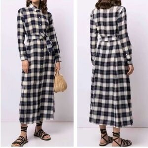 POLO RALPH LAUREN NWT Shirt Dress Belted Maxi Shirtdress Wool Navy Plaid size 2